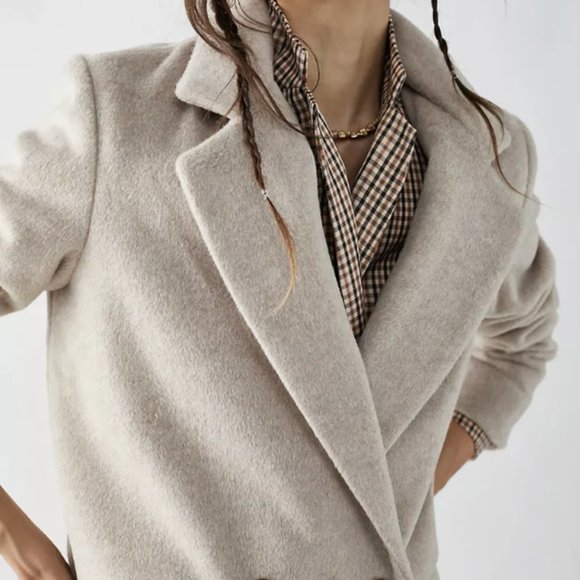 Free People Mari Solid Blazer Overcoat in Soft Tan NWOT - Picture 2 of 8